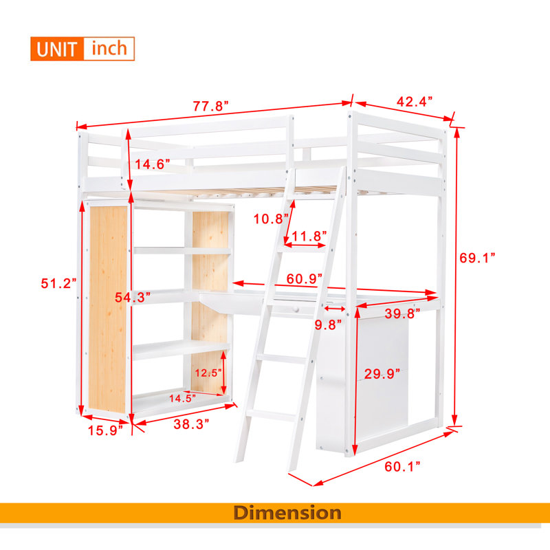 Lit mezzanine simple avec échelle