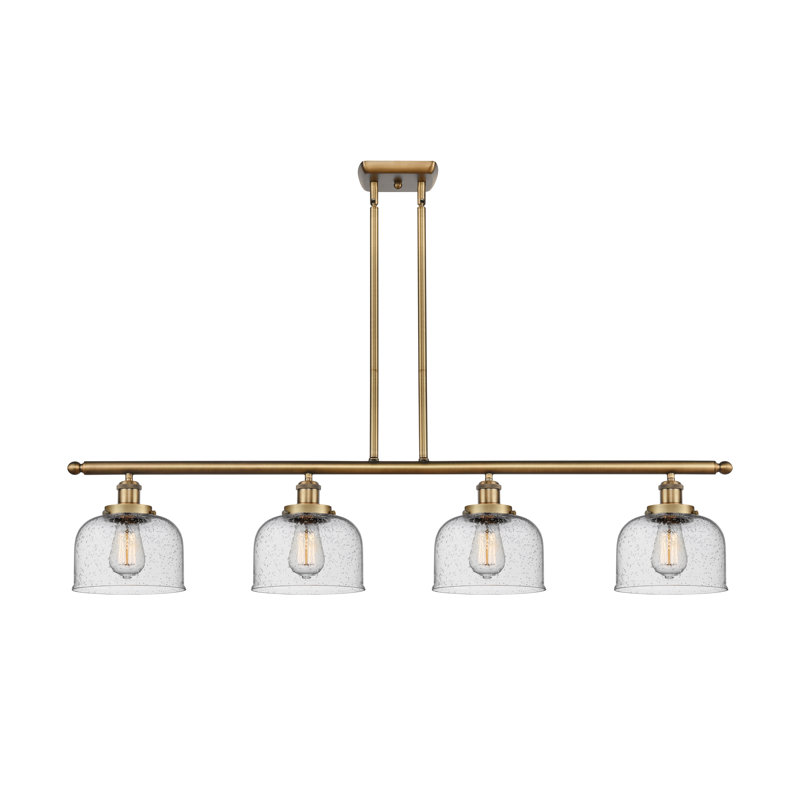 Luminaire suspendu pour îlot de cuisine 4 lumières Bissonnette, Ampoule non incluse, Grainé, Laiton brossé