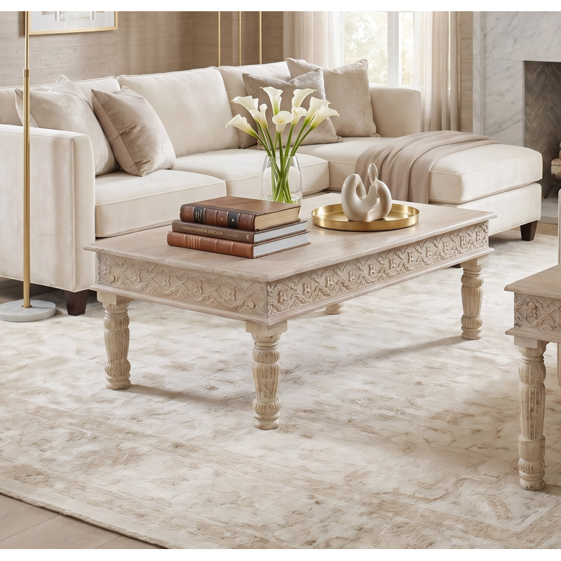 Aarohi Solid Wood Single Coffee Table, White