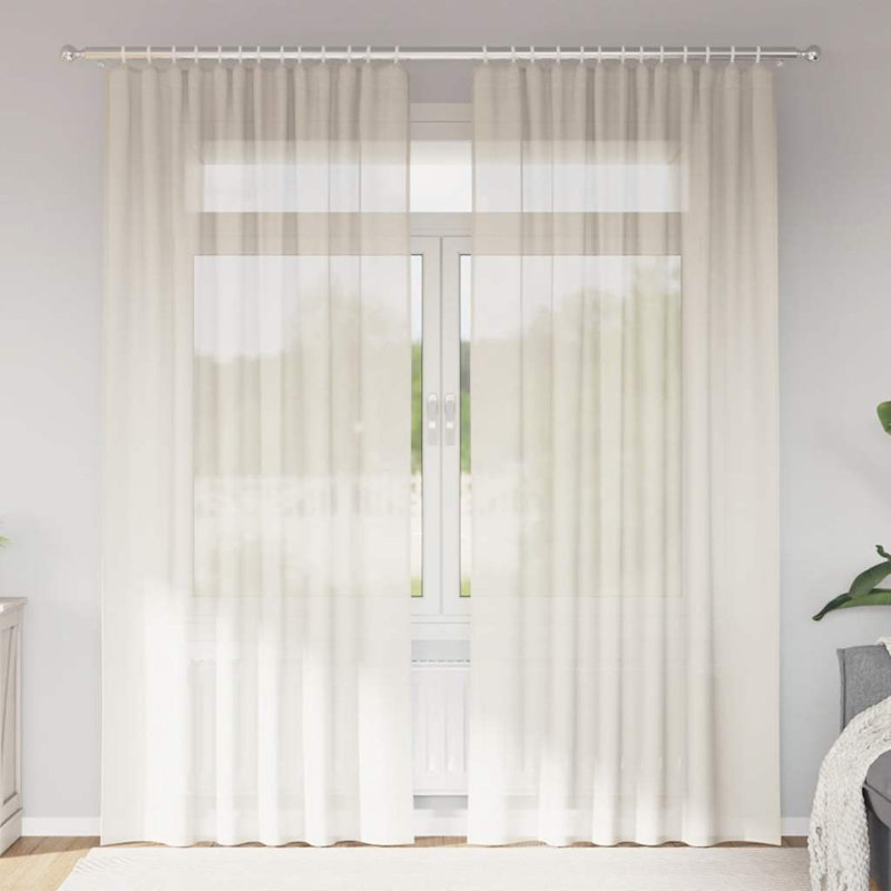 Semi Sheer Curtain Pair, 140cm Width x 225cm Drop, Cream