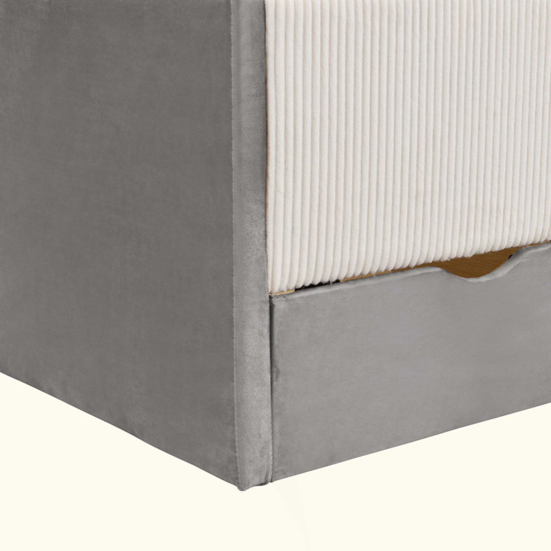 Structure de lit de jour rembourrée avec 2 tiroirs de rangement, Full, Gris