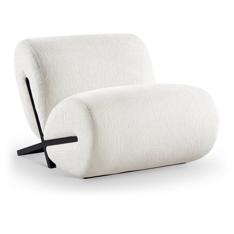 Akira Fabric Accent Chair, Cream Polyester Fabric, Black
