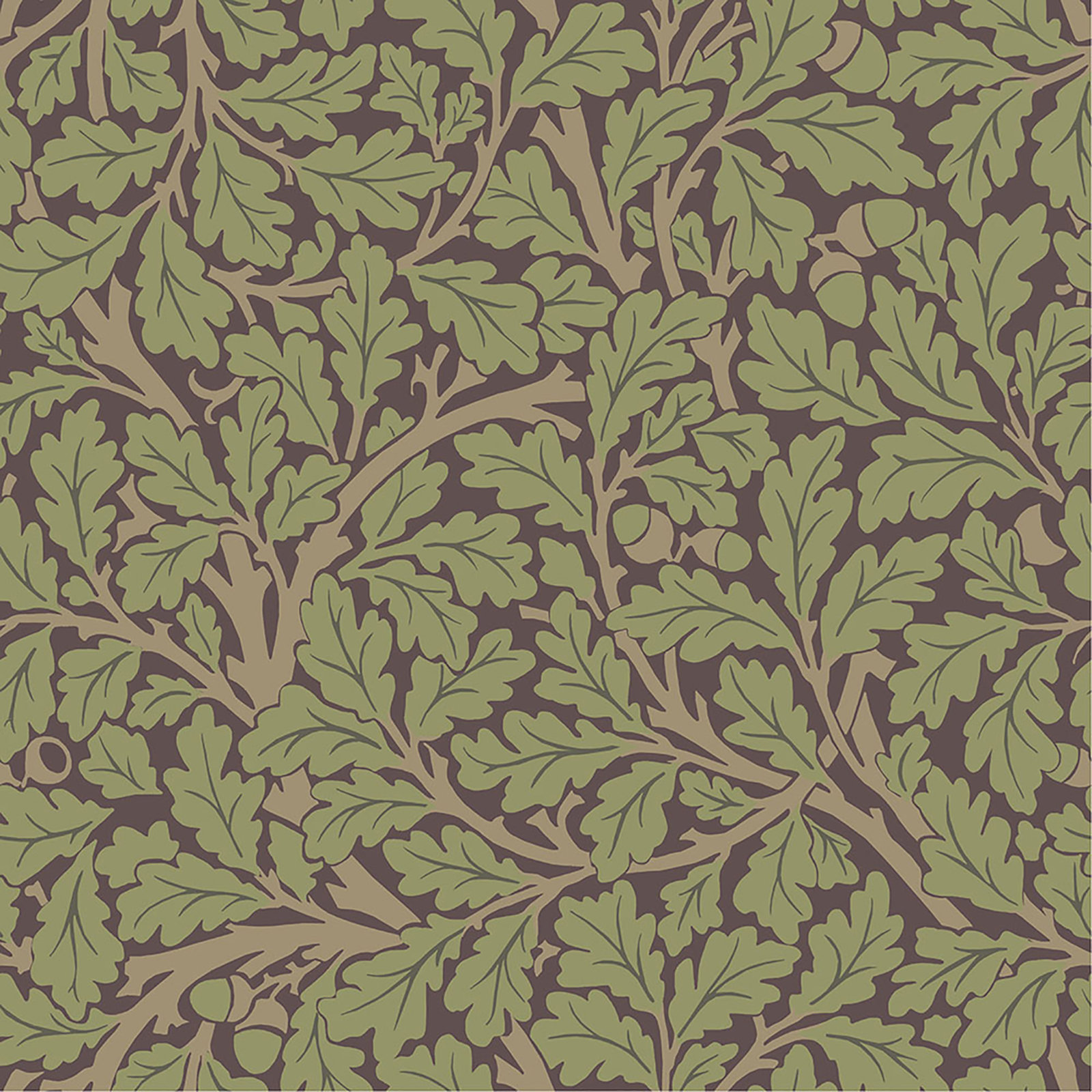 Oak Tree Modern Floral Wallpaper, Plum