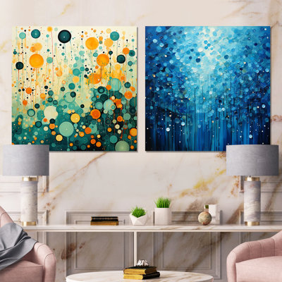Magenta Magic - Ensemble de 2 collages abstraits carrés
