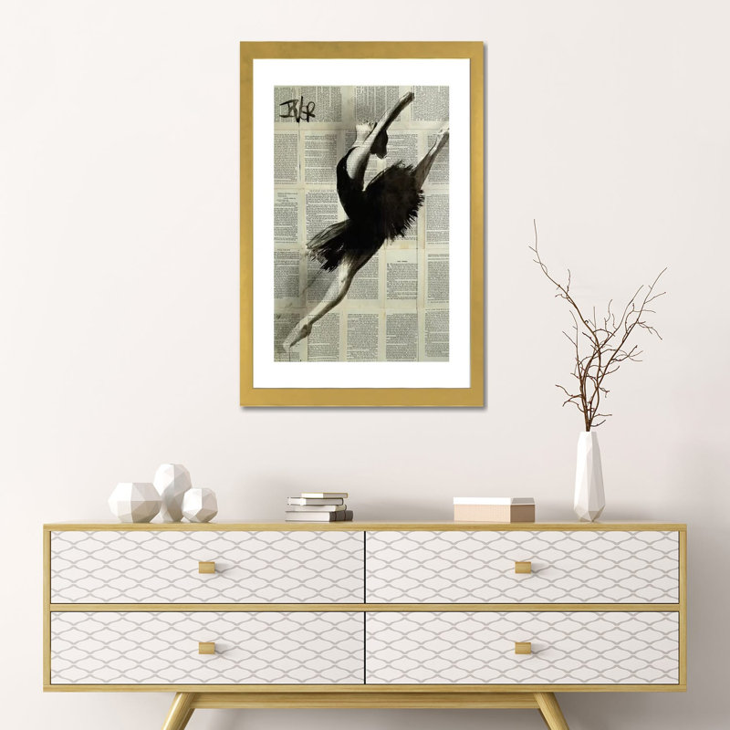 "In Flight" par Loui Jover-impression d’art graphique, Blanc, H 24 po x l 16 po x P 1 po, Papier encadré doré