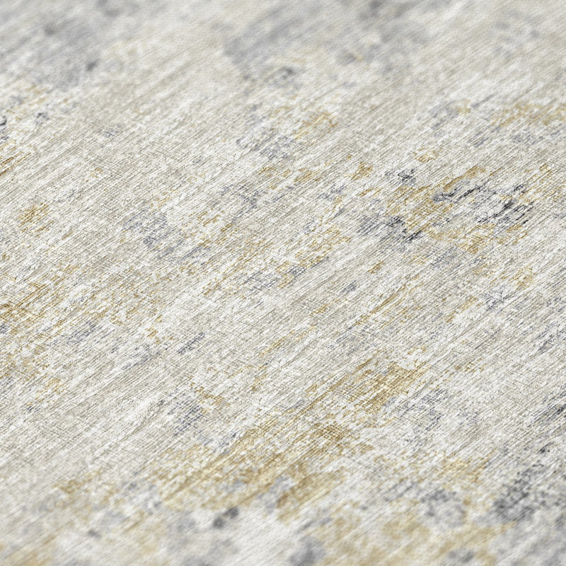 Tapis beige / gris / brun en polyester tissé à la machine Zilker, Rectangle 9 pi x 12 pi