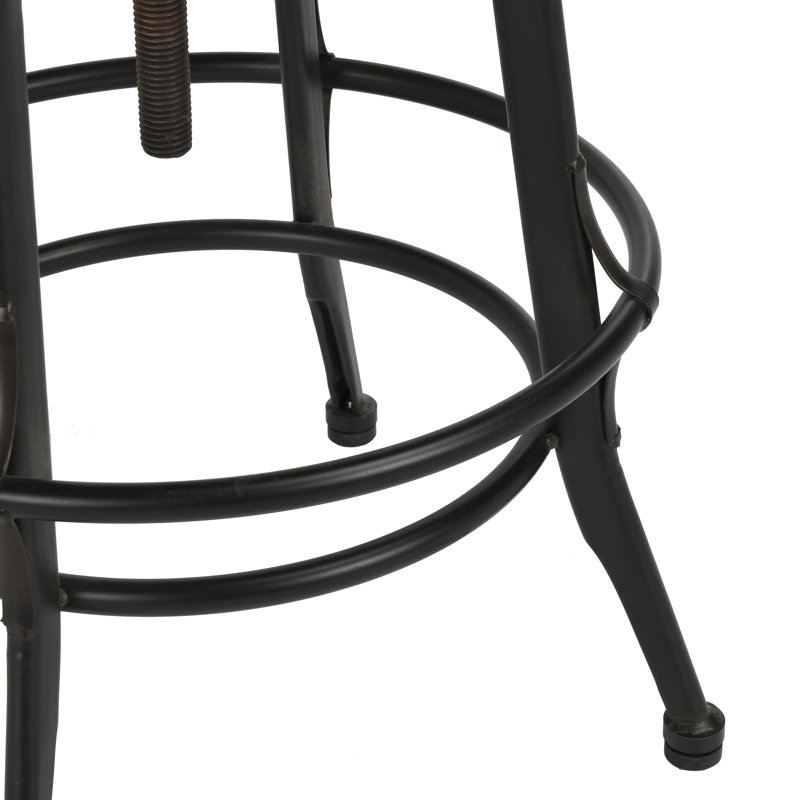 Swivel Solid Wood Adjustable Height Stool, Black