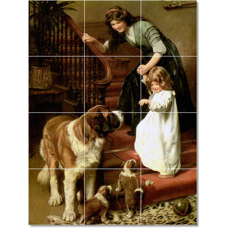 Carreau de céramique décorative 12,75 po x 17 po 4,25 po x 4,25 po, Arthur John Elsley, mère de l'enfant W22356
