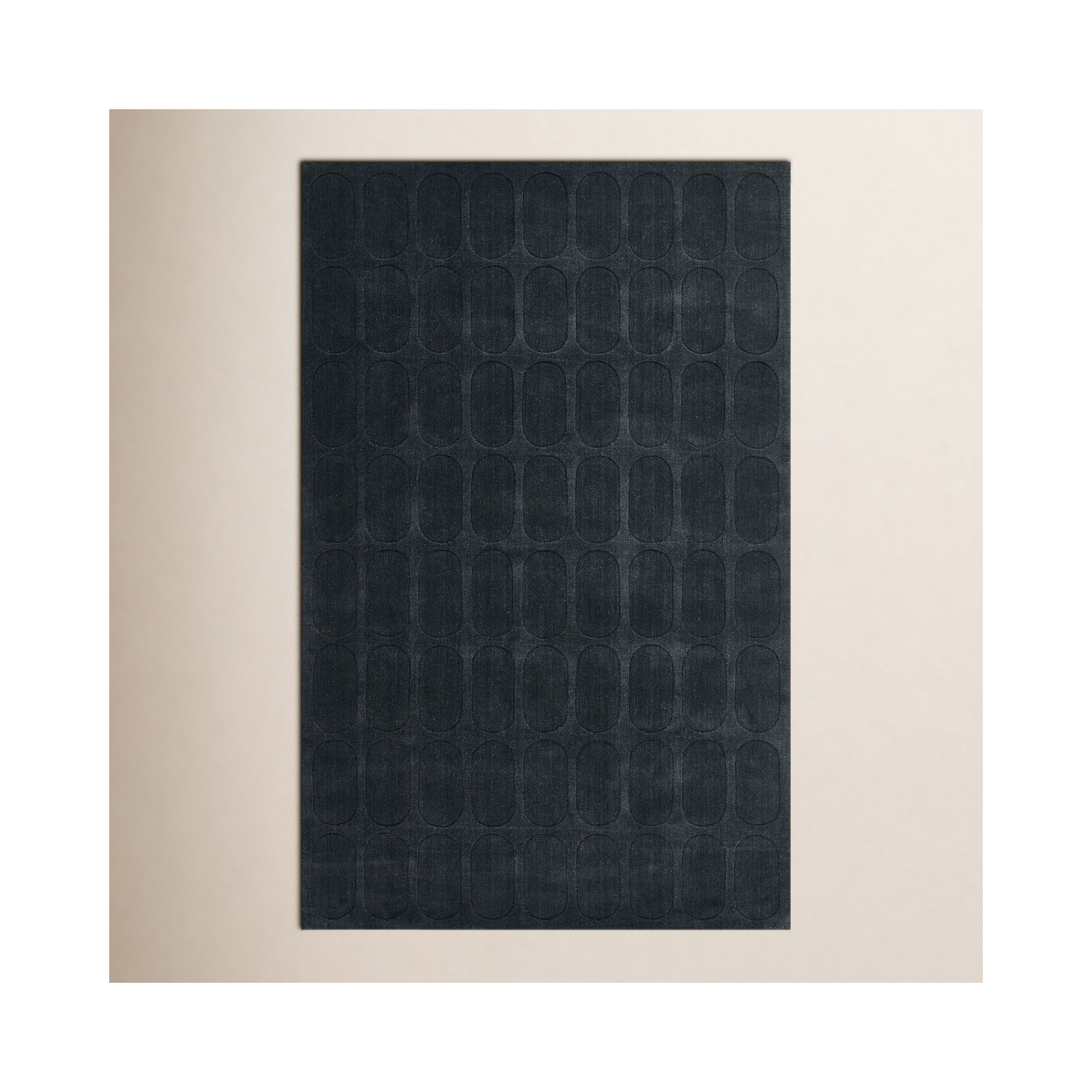  Contour Hand Woven Wool Geometric Navy Area Rug, Rectangle 5' x 8'
