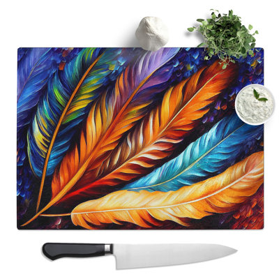 Bird Feather Painting Vol.1 Abstract  Glass Chopping Board