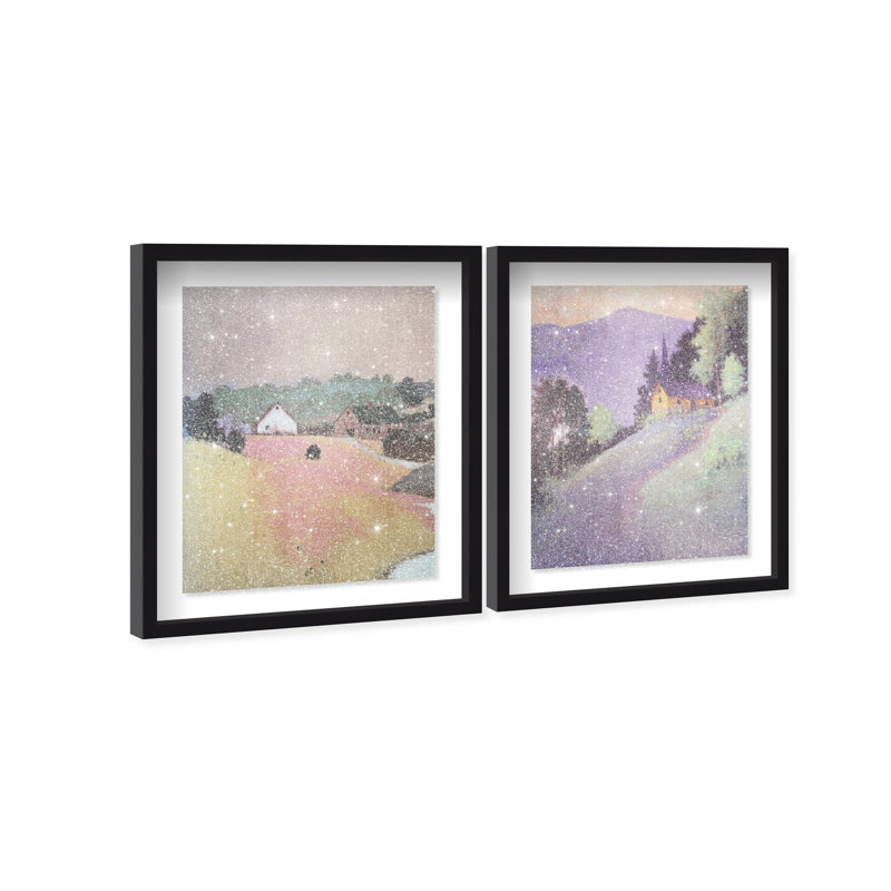 Hill Town Set Set by Oliver Gal, 21.5"H x 25.5"W, Black Shadowbox
