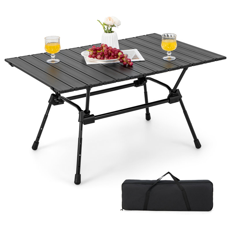 35.5'' Rectangular Adjustable Folding Table, Black
