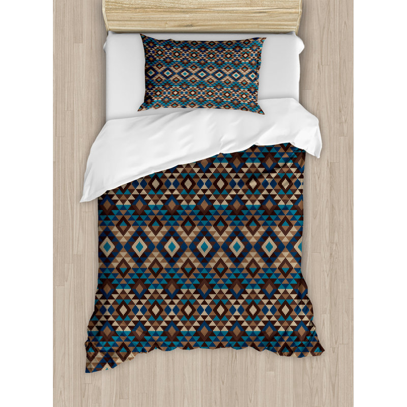 Rustic Polyester Geometric Shapes Duvet Cover, Twin Duvet Cover + 1 Pillow Sham