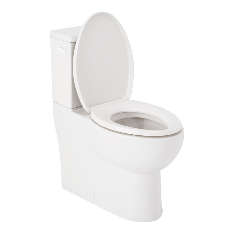 Lavrik Two-Piece Skirted Elongated Toilet with Reversible Tank - White Handle, White
