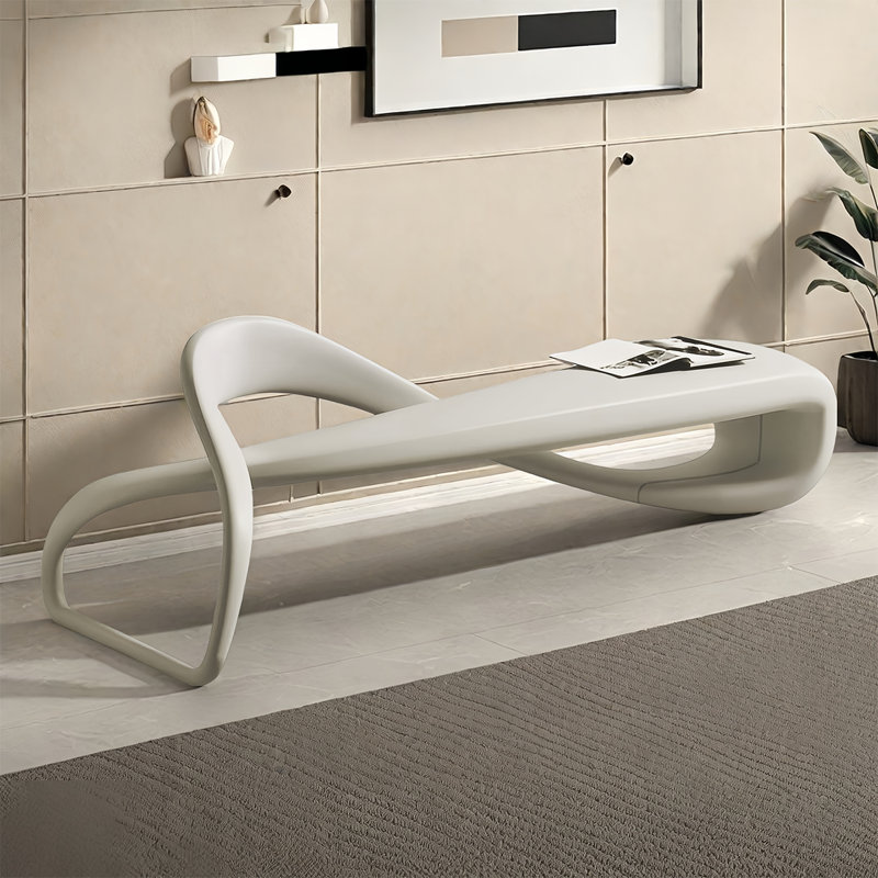 Banc rembourré en microfibre et cuir massif, H 16,14 po x l 70,87 po x P 18,11 po