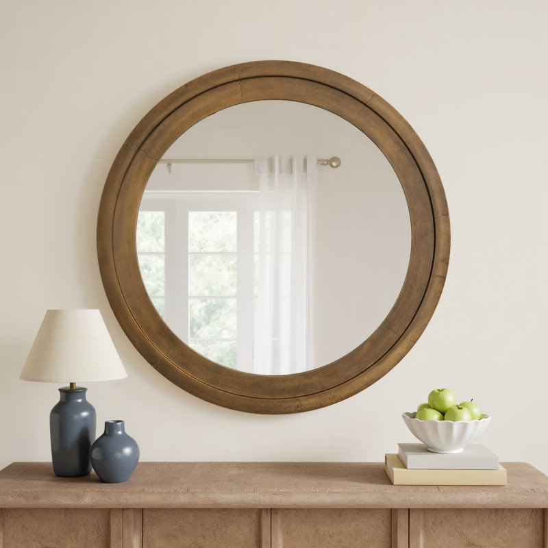 Canto Metal Wall Mirror, Oxidized Brass