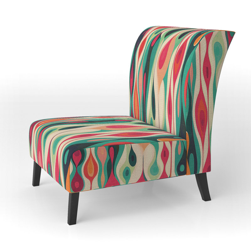 Fauteuil de chambre contemporain tapissier Retro Abstract Drops, Rouge / Vert