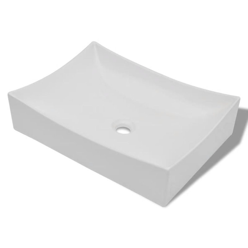 Marini Ceramic Rectangular Bathroom Sink, White