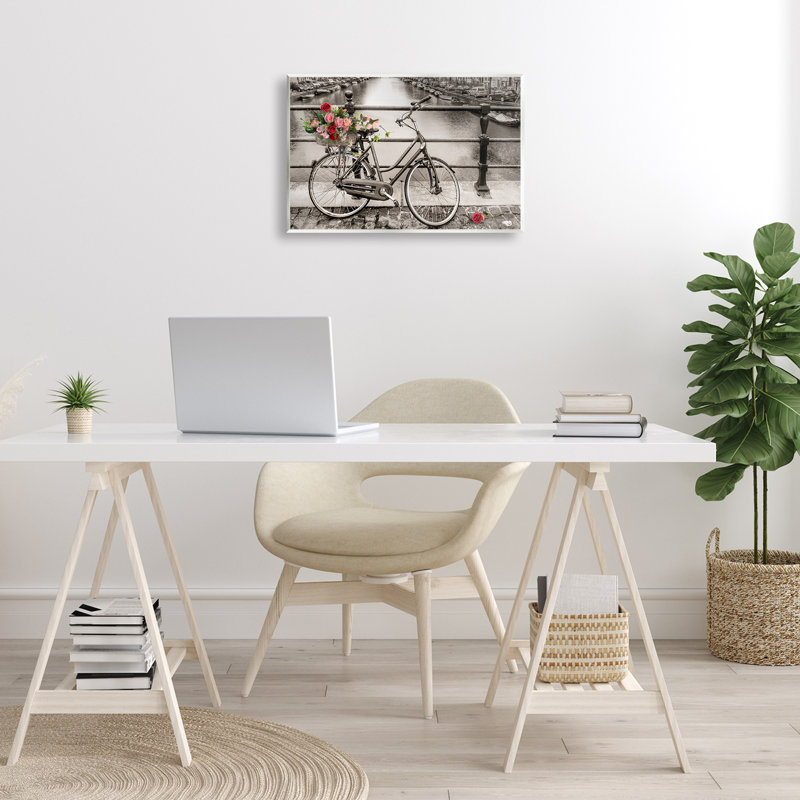 Art mural rose sur un canal rempli de vélo par CAD Designs, H 13 po x l 19 po