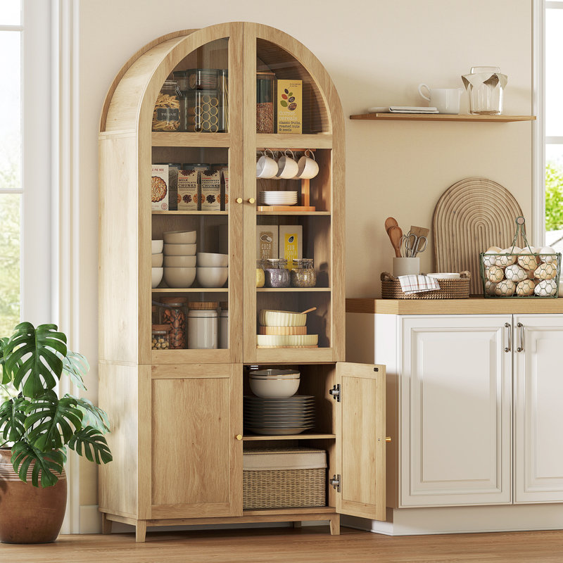 Armoire de cuisine arquée de 71 po de hauteur, Chêne