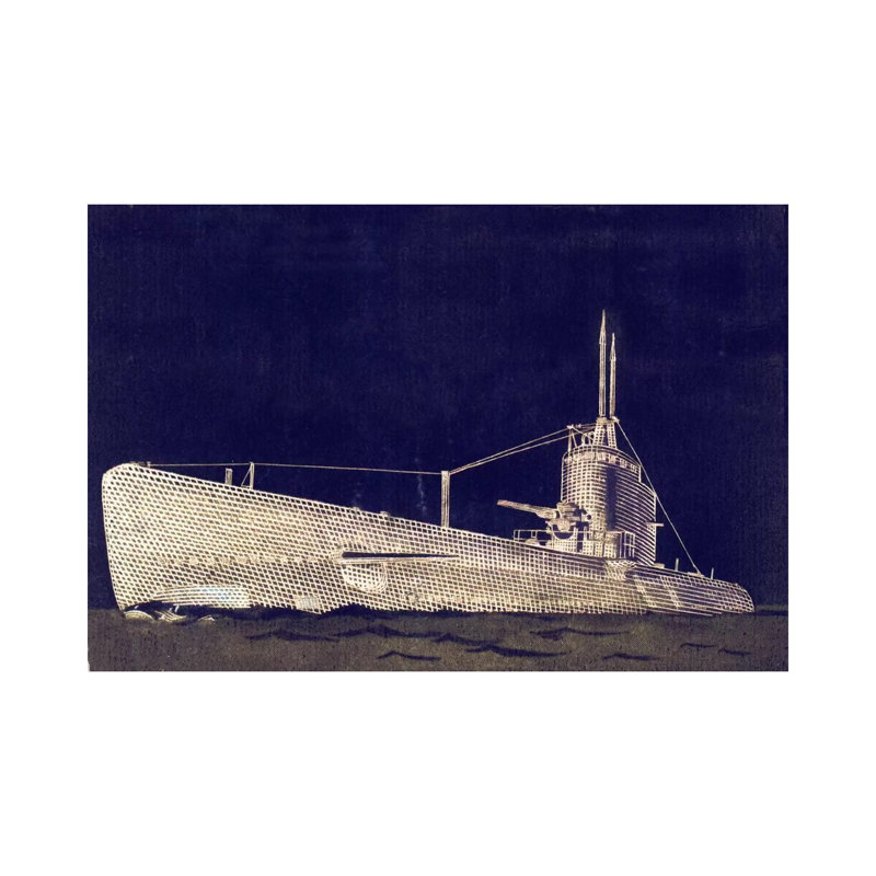 Blueprint Submarine II by PI Studio - Wrapped Canvas Panoramic Print, 30.48 cm H x 45.72 cm W