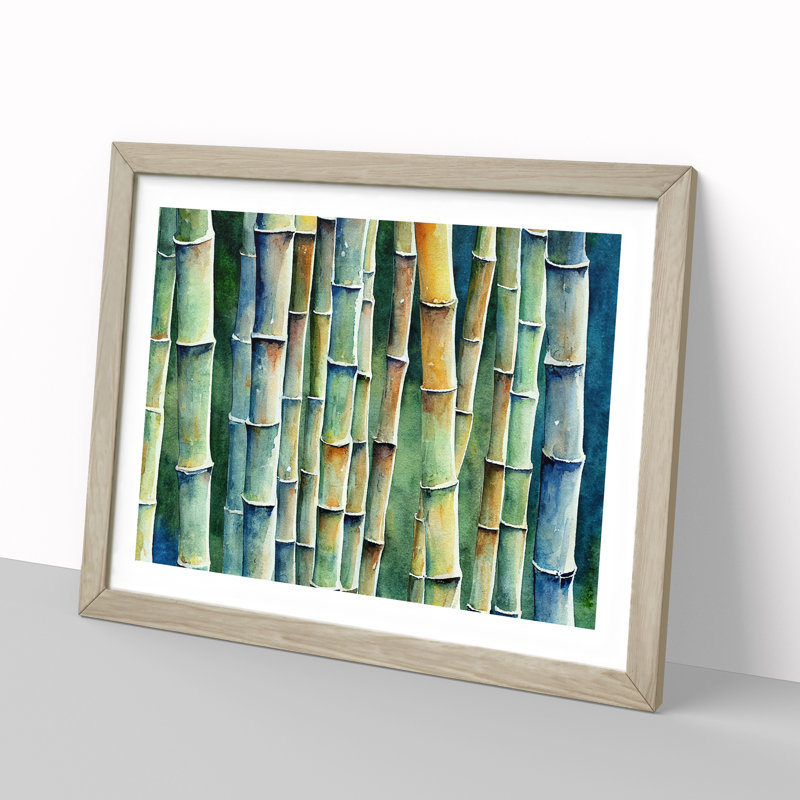 Watercolour Bamboo Forest Vol.2 - Single Picture Frame Painting, Oak Framed, 34cm H x 46cm W x 2cm D