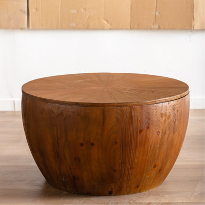 31.50"Vintage Style Bucket Shaped Coffee Table With Storage Function