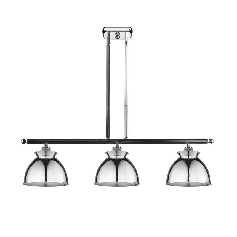 Luminaire suspendu en forme de dôme pour îlot de cuisine 3 lumières Arev, Non, Chrome poli, Chrome poli