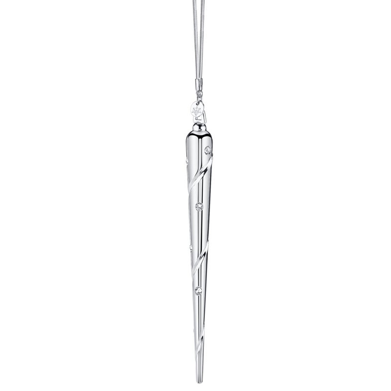 Icicle Diamante 6.5'' Handmade Geometric Metal Holiday Shaped Ornament, Rhodium
