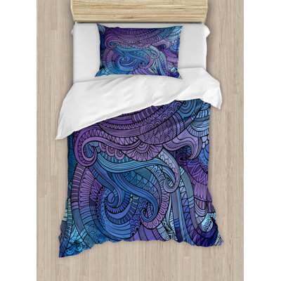 Batres Purple/Blue Microfibre 350 TC Traditional Duvet Cover Set