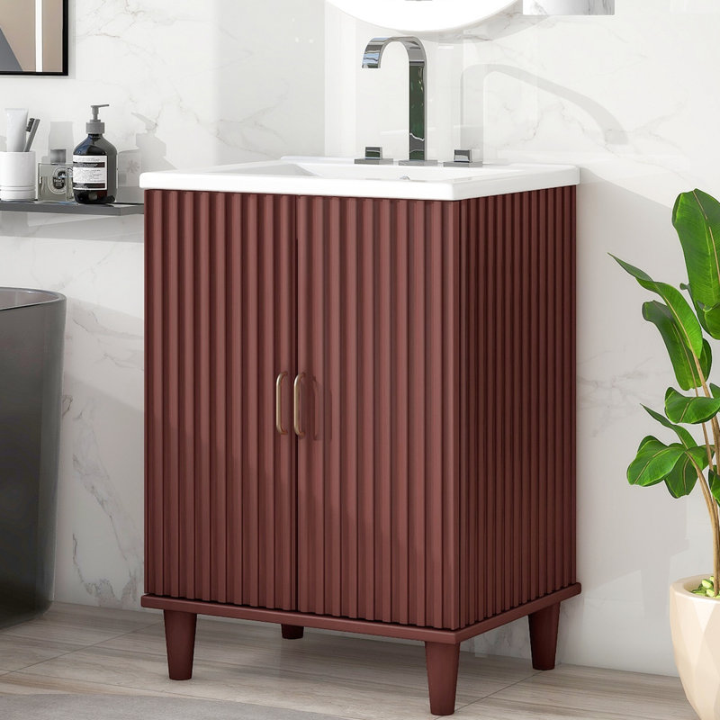 Meuble-lavabo simple 24,09 po avec plateau en céramique Quentavious