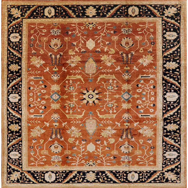 Tapis brun / noir Swarthofthi, Carré 6 pi
