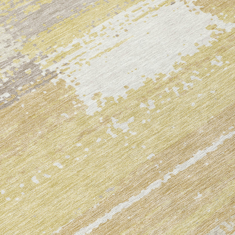 Machine Washable Indoor/Outdoor Chantille ACN2772 Squares Rug, Wheat, 5' x 7'6"