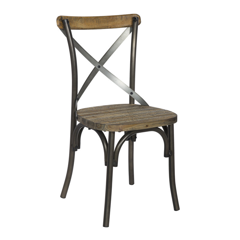 Chaise en métal avec siège en bois 74541, Acier industriel / bois