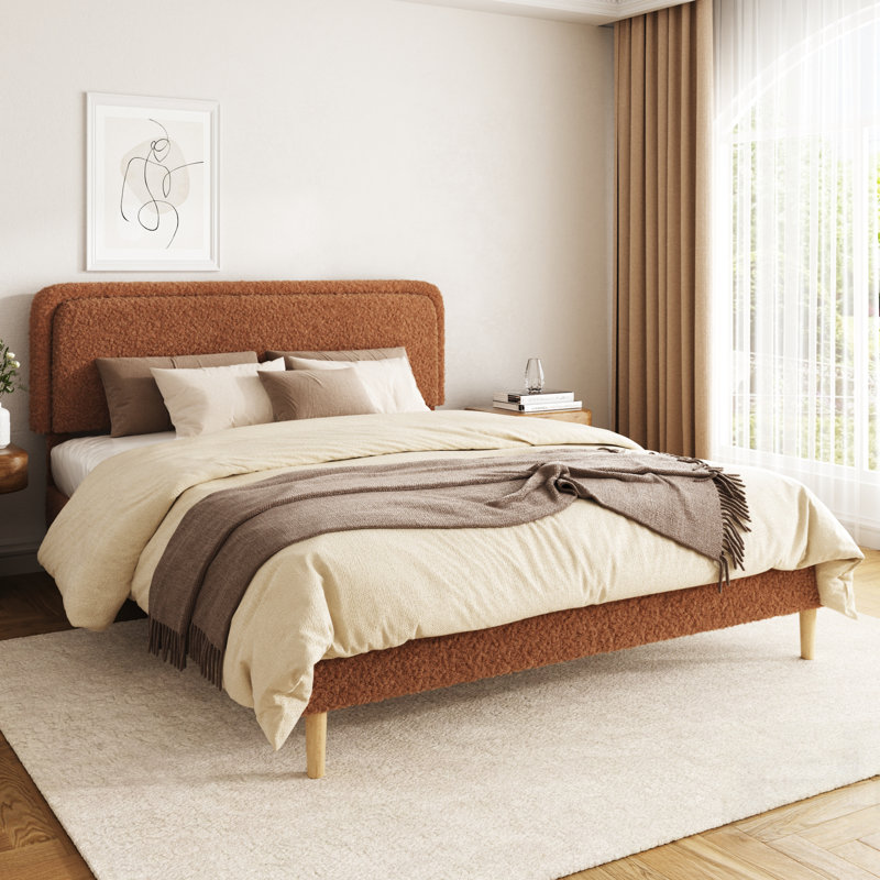 Structure de lit, lit plateforme rembourré moelleux avec tête de lit réglable en hauteur, fabrication robuste, compatible avec les matelas sans ressorts, assemblage facile