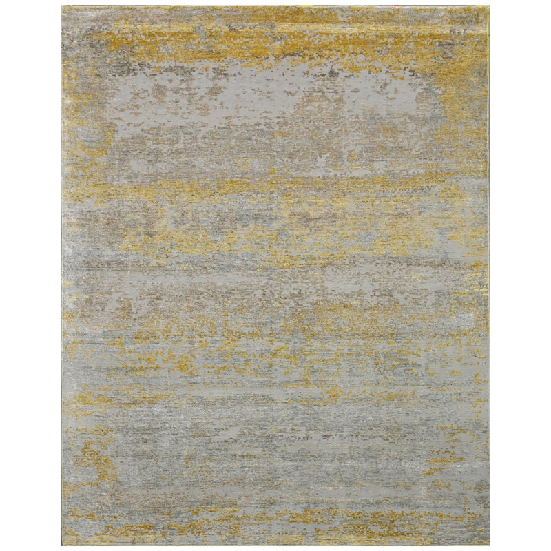 High-Quality Hand-Knotted Silver And Gold Area Rug