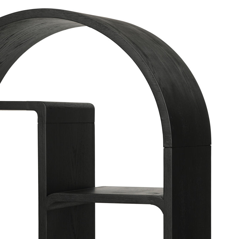 Risa Geometric Bookcase, Brushed Ebony Oak
