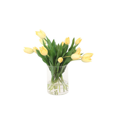 Yellow Tulips in Glass Vase