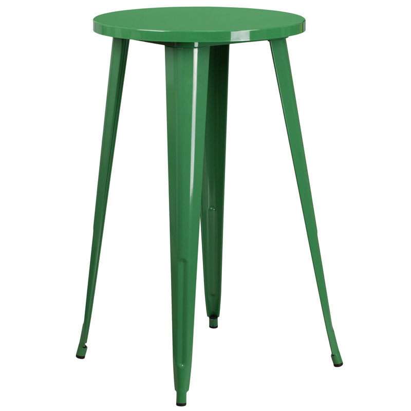 Commercial Grade Round Indoor-Outdoor Bar Height Table, Green, 24" L x 24" W