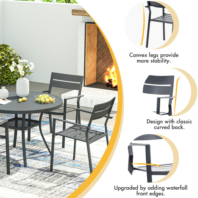 Derrica 6 - Person Patio Dining Set with Round Table, Gray