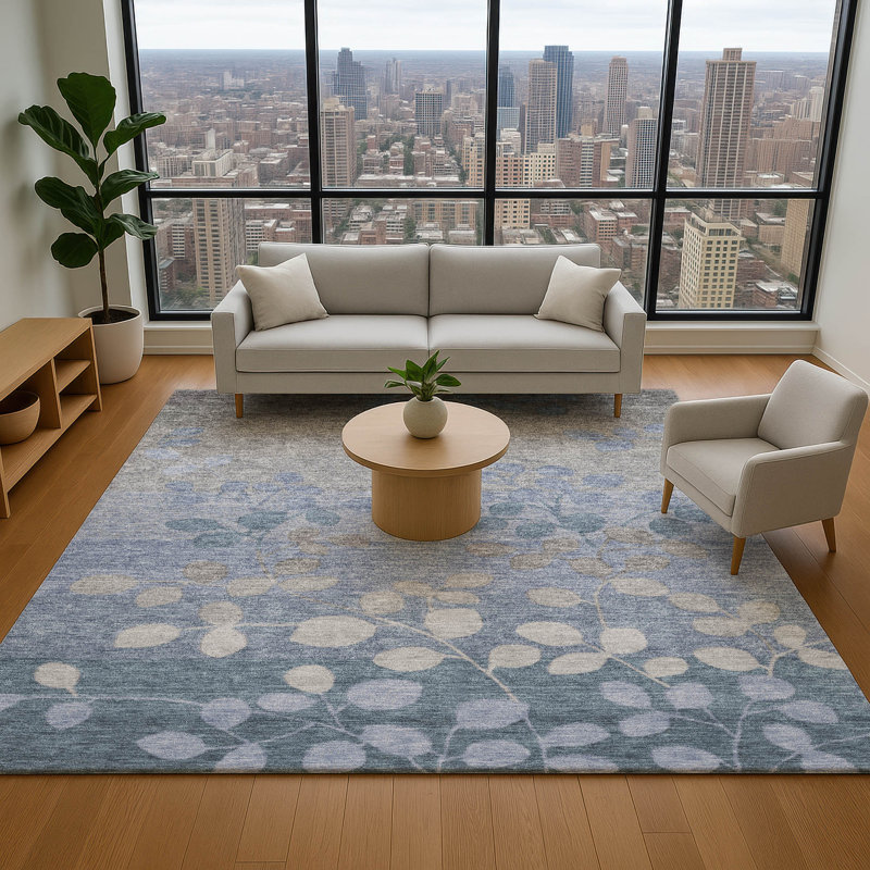 Tapis floral de qualité supérieure lavable à la machine Farolt AMF1900, Rectangle 9 pi x 12 pi