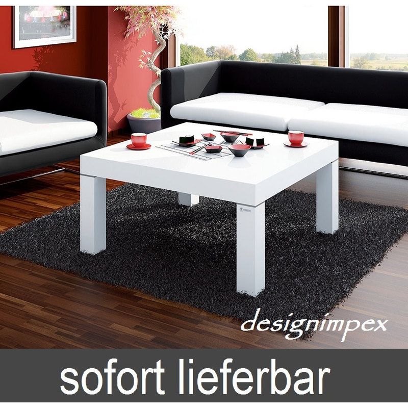 Falcone Four Leg Coffee Table, High-gloss white