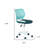 Aqua Teal Blue and White Adjustable Height Swivel Rolling Office Chair