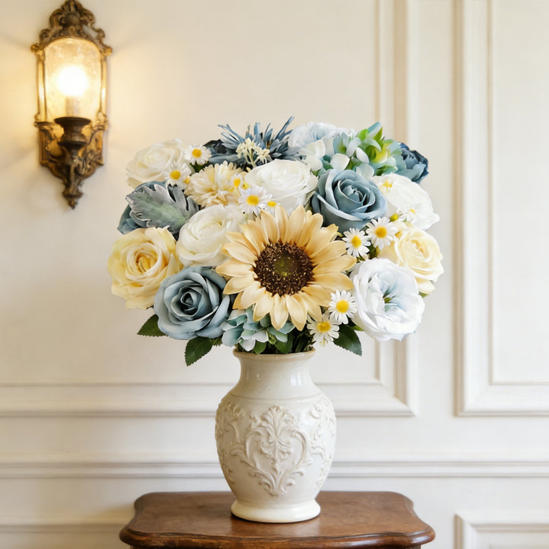 Ensemble de boîte à fleurs artificielles, soie mélangée, hortensia rose, fausse fleur, bricolage, centres de mariage, arrangement de table, décoration de fête, décoration de maison, fleur, style C