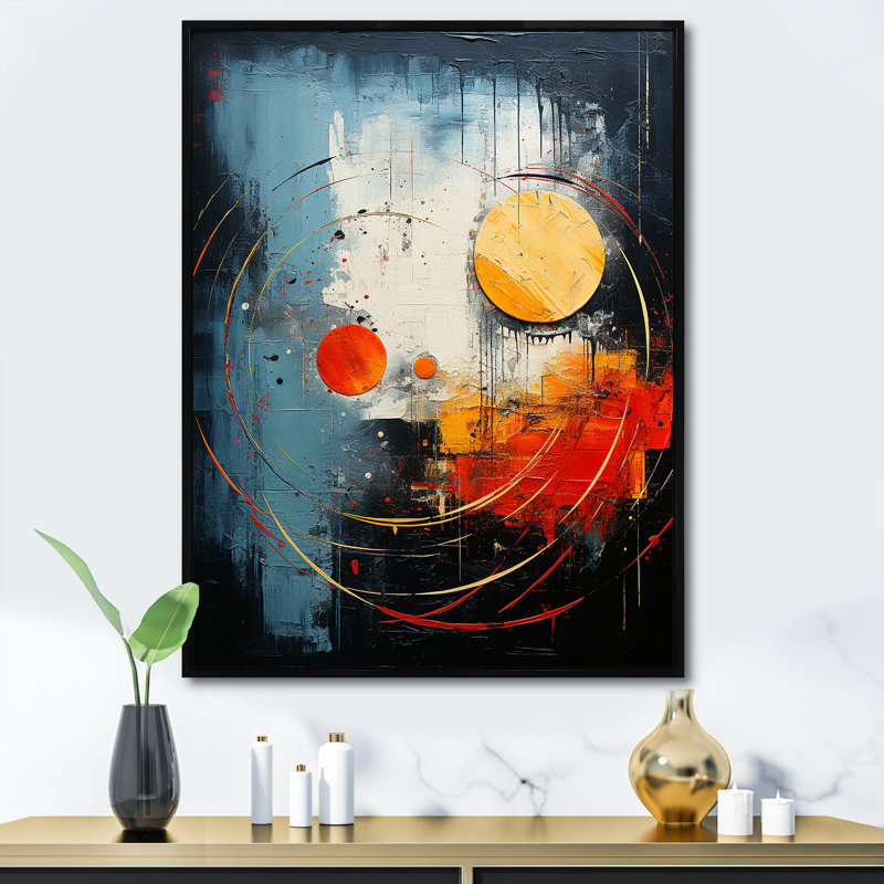 «Red and Blue Abstracted Tastes II», reproduction sur toile, Cadre flottant noir, H 44 po x l 34 po x P 1,5 po