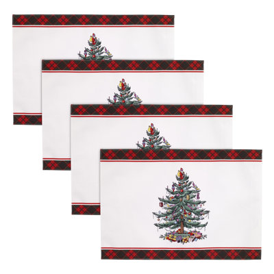 Christmas Tree Tartan 4 Piece Placemat Set