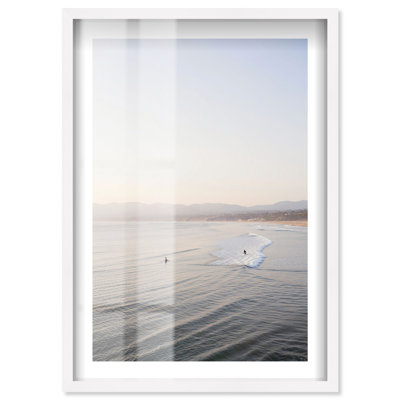 Misty Morning Surf Shadowbox Print Coastal Art Prints by Notoriart, White Frame, 31 x 46