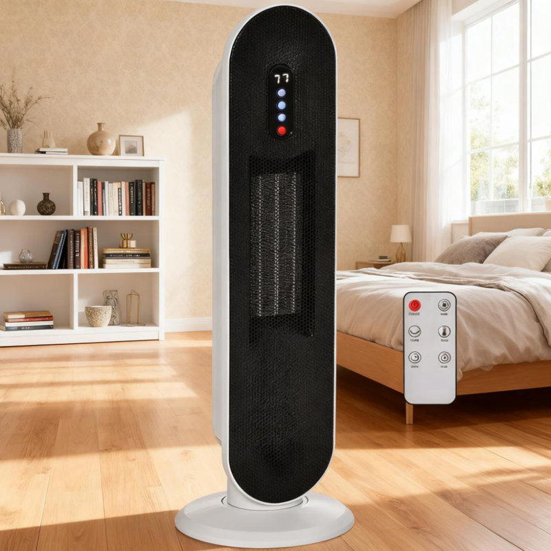 Chaufferette tour en céramique de 25 po avec thermostat réglable, oscillation à 45 °, minuterie de 24 heures, télécommande, 1500 W pour 215 pieds carrés, protection contre le renversement et la surchauffe