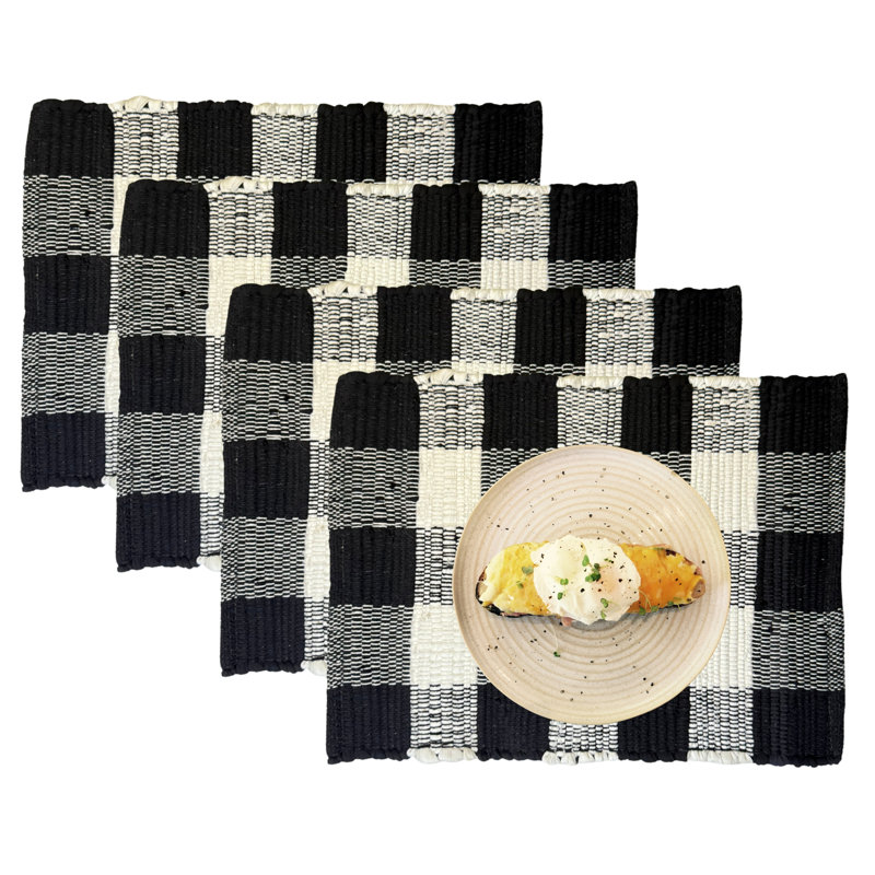Black Checkered Placemat, Black