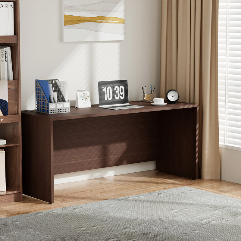66'' Wide Rectangular Executive Desk With Cable Management, Brown